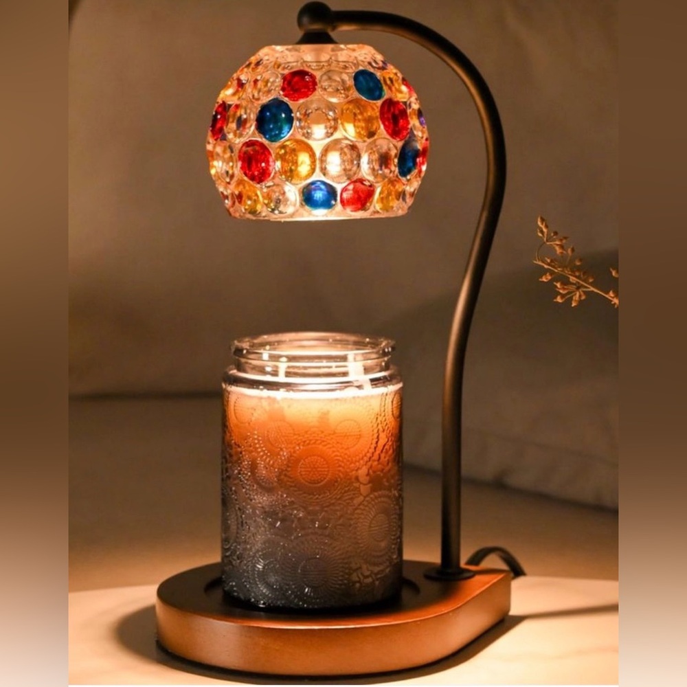 Cawalap Multicolor Tiffany-Style Glass Candle Warmer Lamp
